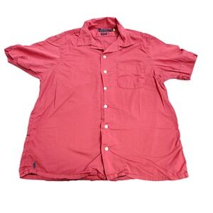 Polo Ralph Lauren Mens Classic Fit Short Sleeve Camp Shirt Salmon Red Medium